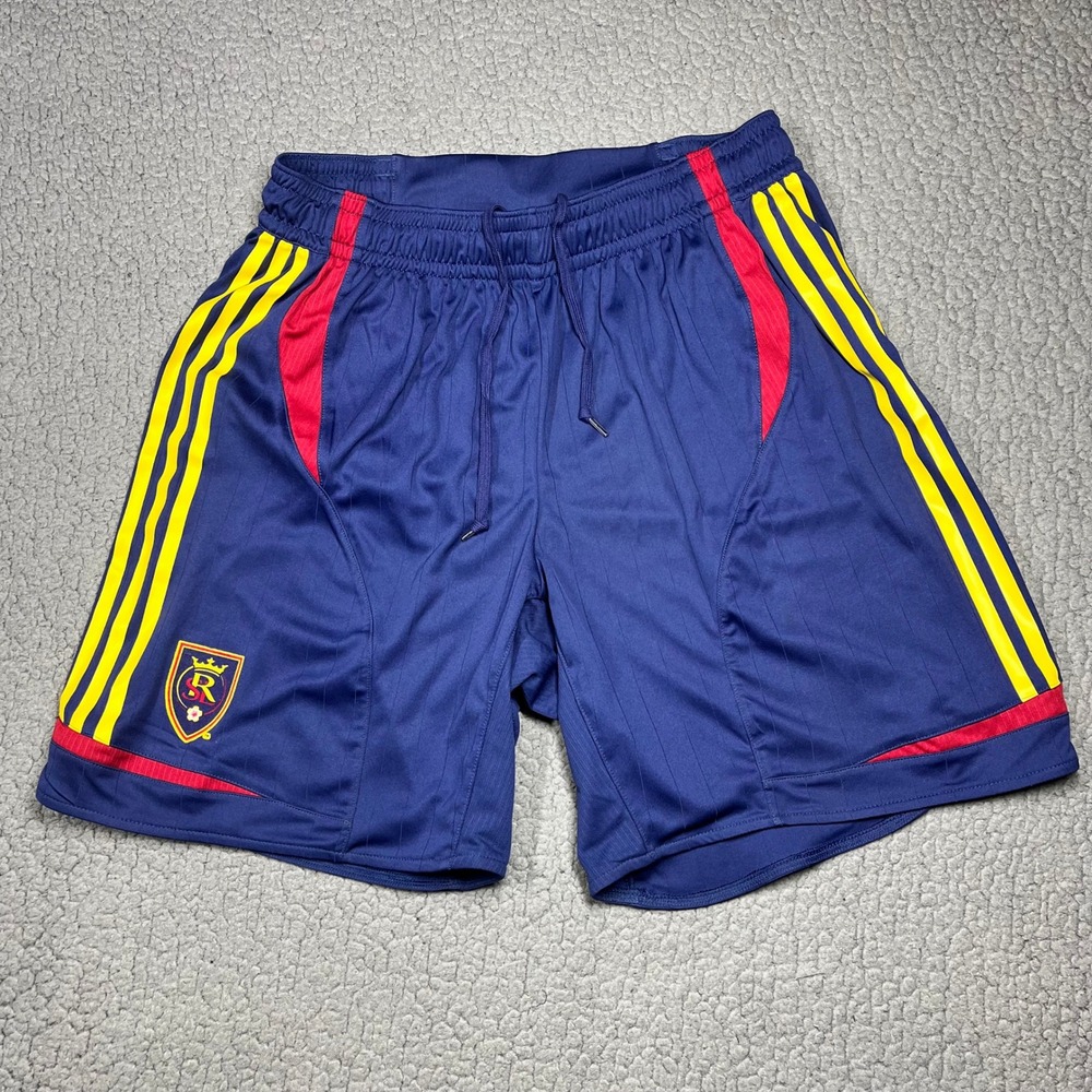 Adidas Soccer Shorts Y2K Men L Real Salt Lake 3-Stripe Navy Blue Gorpcore Sporty